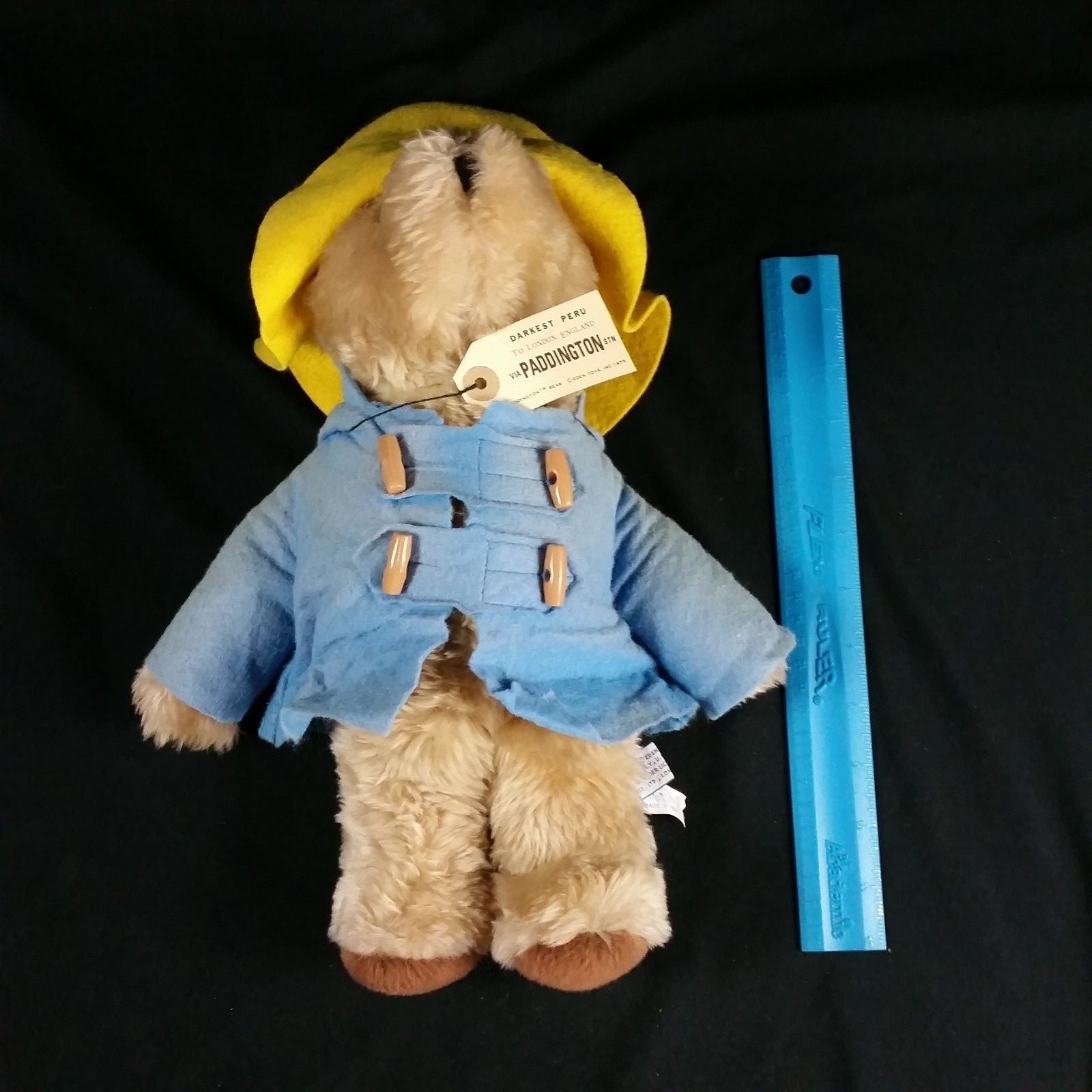Vintage Paddington Bear Plush Stuffed Eden Toys 1981 Felt Yellow Hat Blue Coat