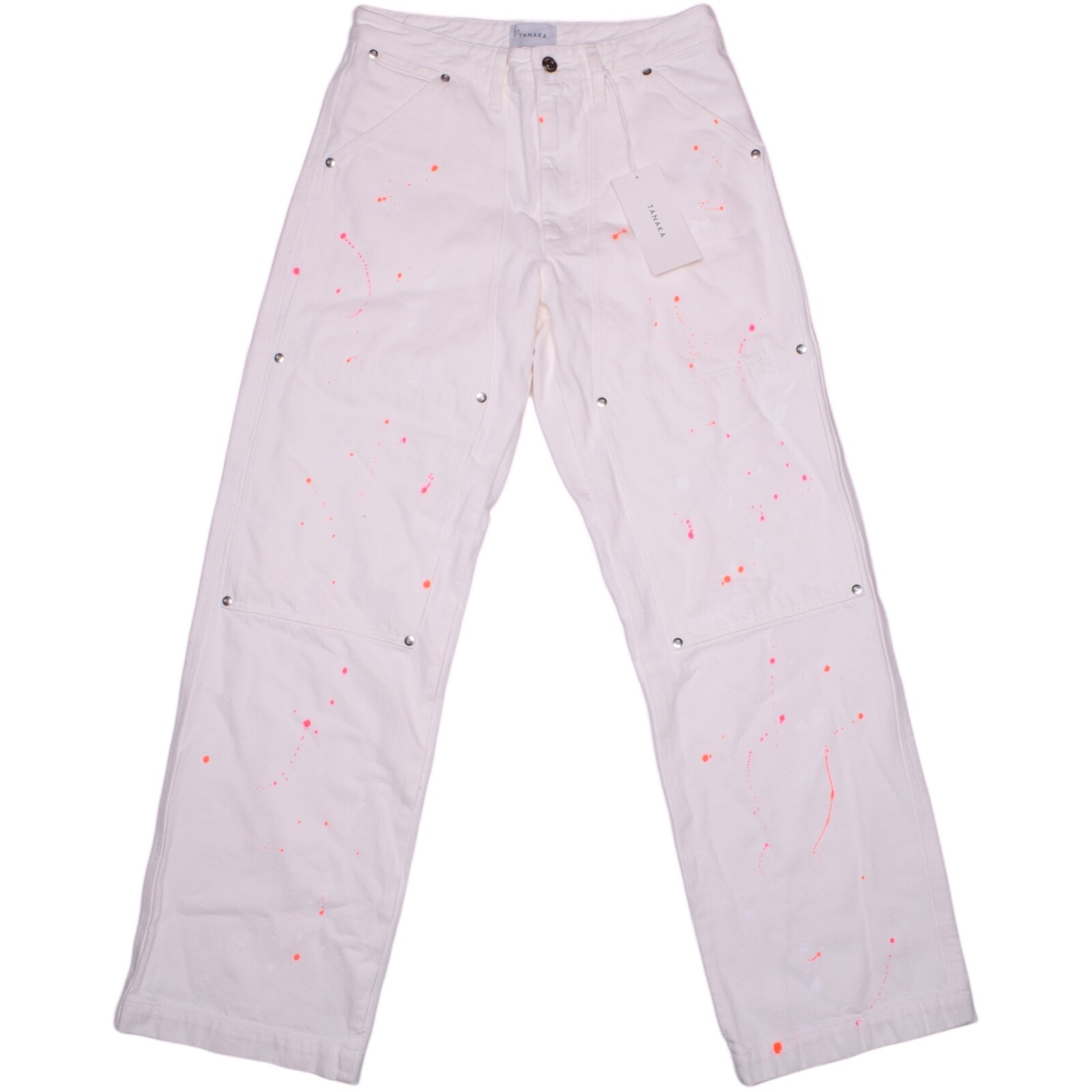 NEW Tanaka Work Jean Trousers Neon White Paint Splatter ST NEW Tanaka Work Jean Trousers Neon White Paint Splatter ST