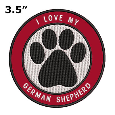 I Love my German Shepherd Patch Embroidered Iron-on Applique, Dog Breed, Family