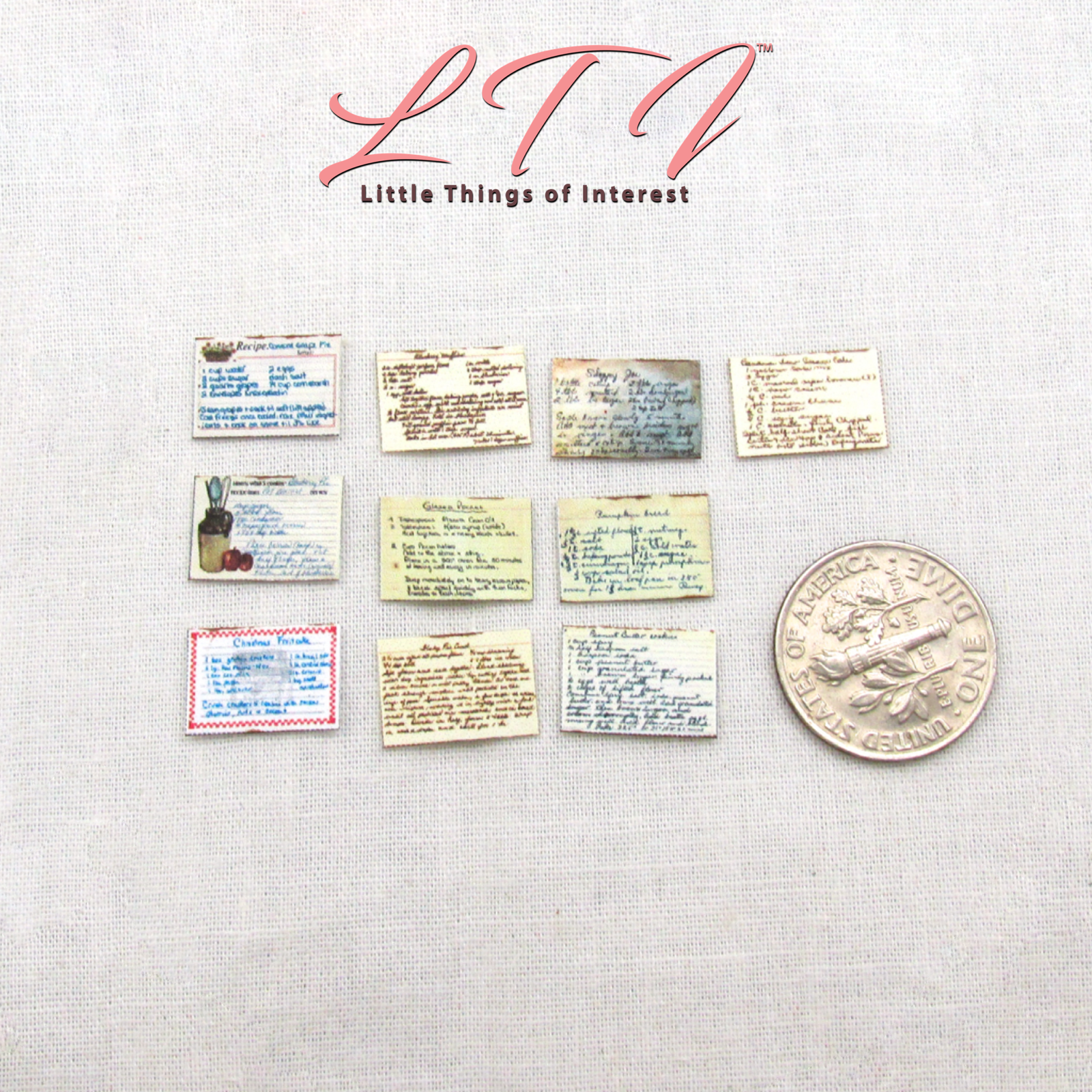 GRANDMA'S RECIPE CARDS in Miniature Dollhouse 1:12 Scale