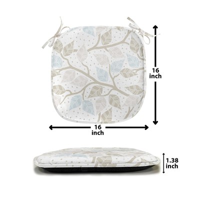 Lunarable Grey Chair Seating Cushion Set of 6, Striped Leaves on B... FMBI Sales