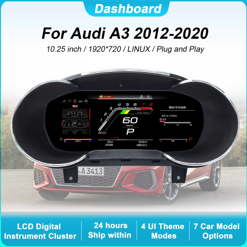 Digital Instrument Cluster For Audi A3 2012-2020 Speedometer 10.25”HD screen1920