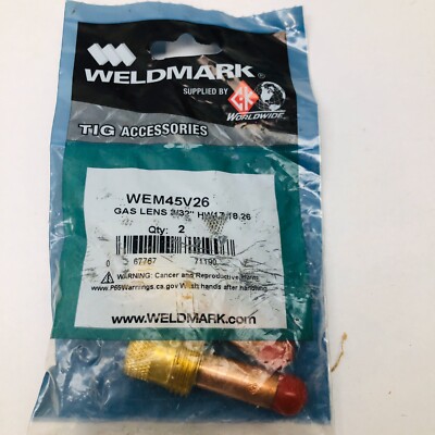 WELDMARK LOT OF 2 #WEM45V26 GAS LENSE 3/32'' HW 17,18,26  