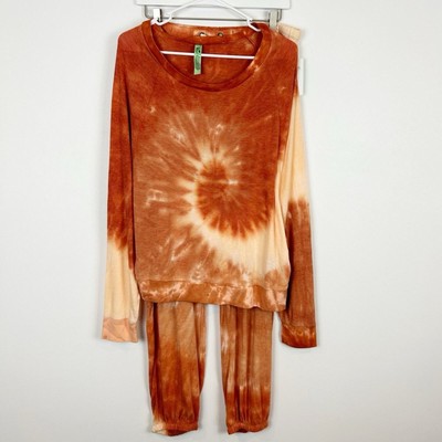 Honeydew Intimates Star Seeker Long Pajama Set Orange Tie Dye Size Large