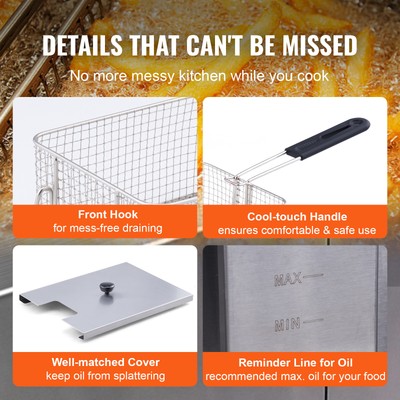 VEVOR 22L Electric Deep Fryer Dual Tank Commercial XL Fry Basket 3000 W