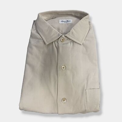 $350 Salvatore Piccolo Men's Beige Cotton Button-Down Shirt Size 42/16.5