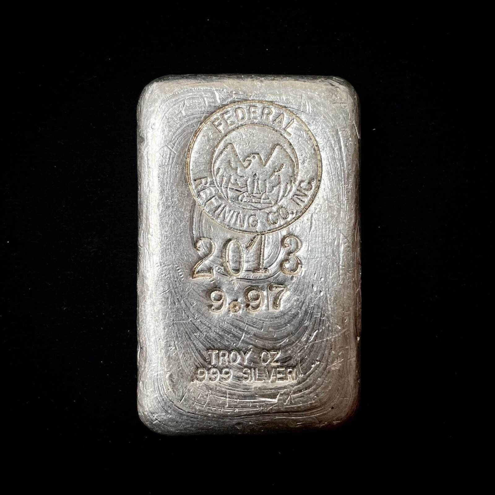 RARE Federal Refining 9.97 Troy oz Pure Silver Poured Bar | eBay