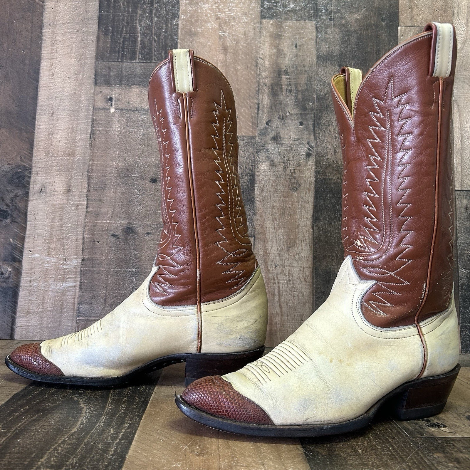 Tony Lama 6216 Vintage Gold Label Wingtip Urban Cowboy Boots
