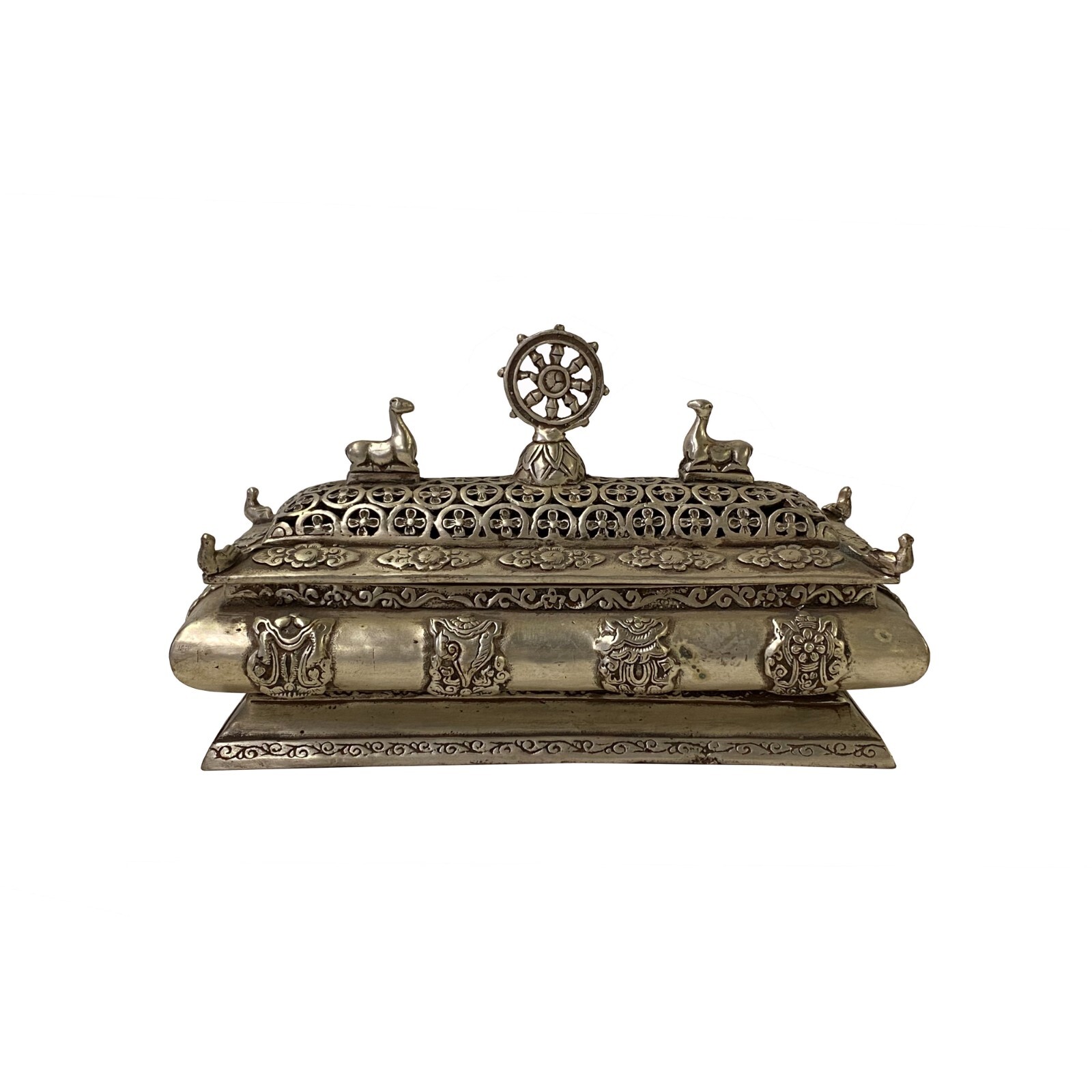 Chinese Tibetan Silver Color Rectangular Shape Incense Burner Display ws3311S Chinese Tibetan Silver Color Rectangular Shape Incense Burner Display ws3311S