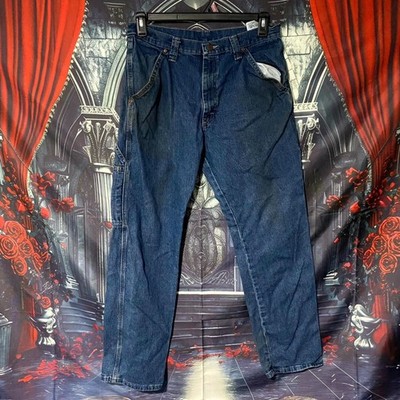 Wrangler Straight Jeans Men's 32x30 Blue Cotton Denim Carpenter Workwear Utility