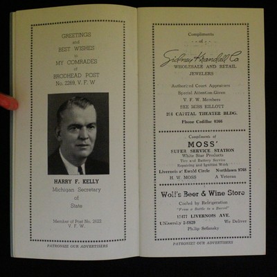1941 Souvenir Program Col. Brodhead Post 2269 VFW Veterans of Foreign Wars #2