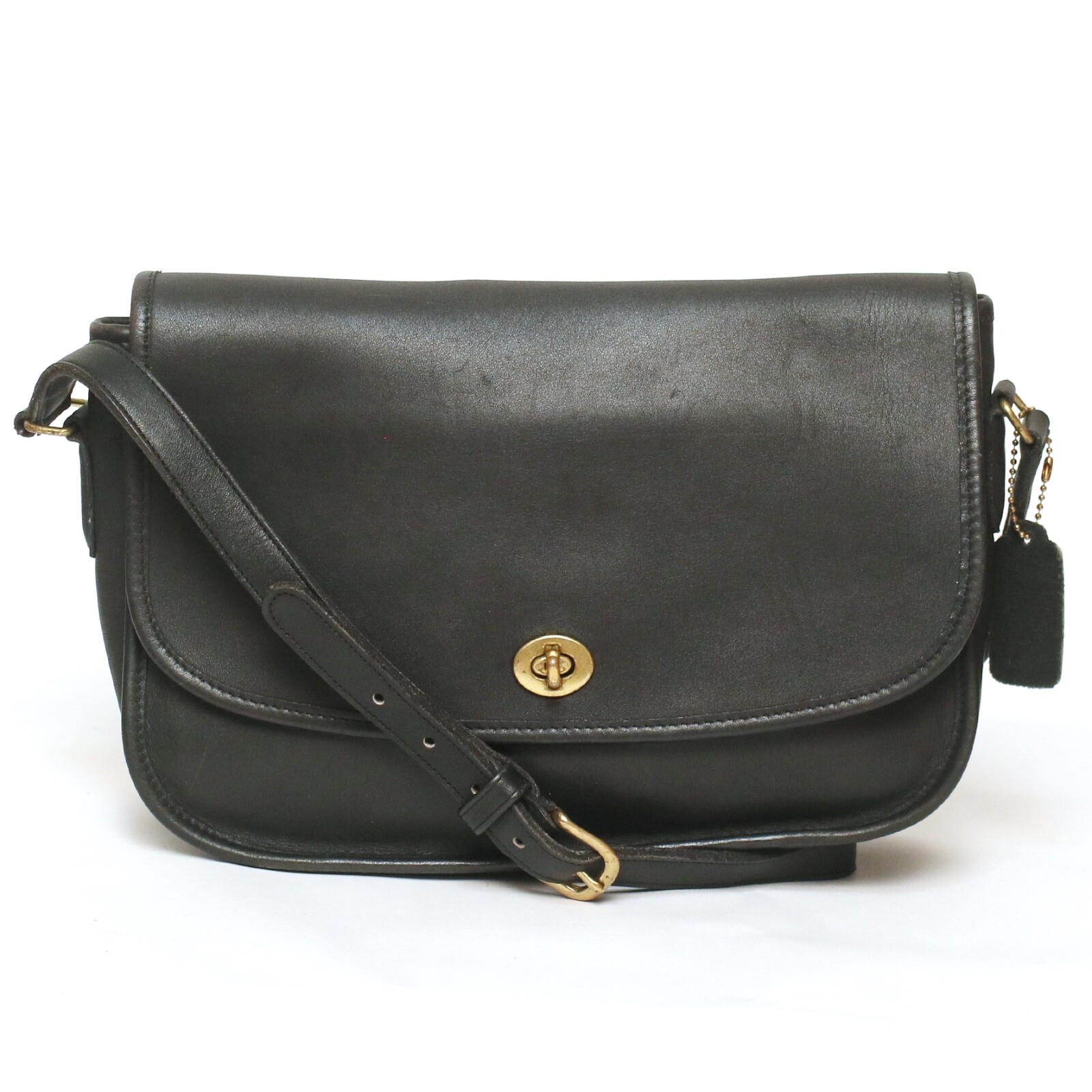 バッグ Vintage Coach Turn Lock Shoulder Bag Vintage 80s Coach Black Leather Turn lock Hangtag Shoulder