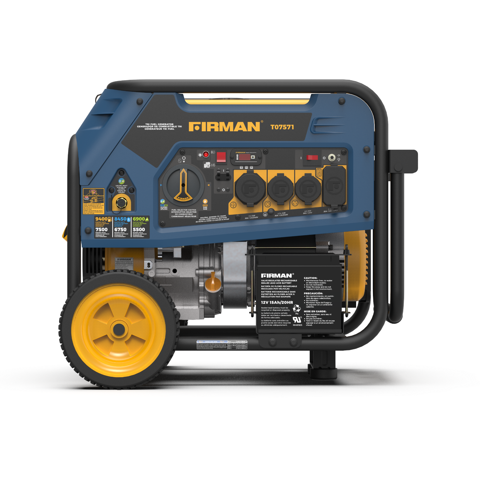 FIRMAN T07571F 9400/7500W Tri Fuel Electric Start Portable G