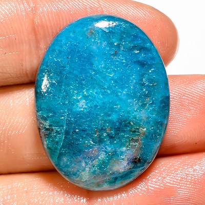 33.00Cts 100% Natural Mind Blowing Neon Blue Apatite Oval 29X22X5MM Cab Gemstone