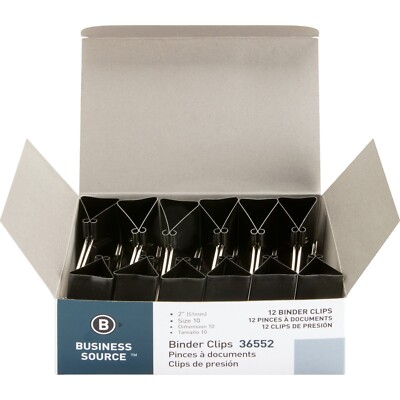 Business Source BSN36552 Fold-Back Binder Clips, Black, Large (Pack of 12)