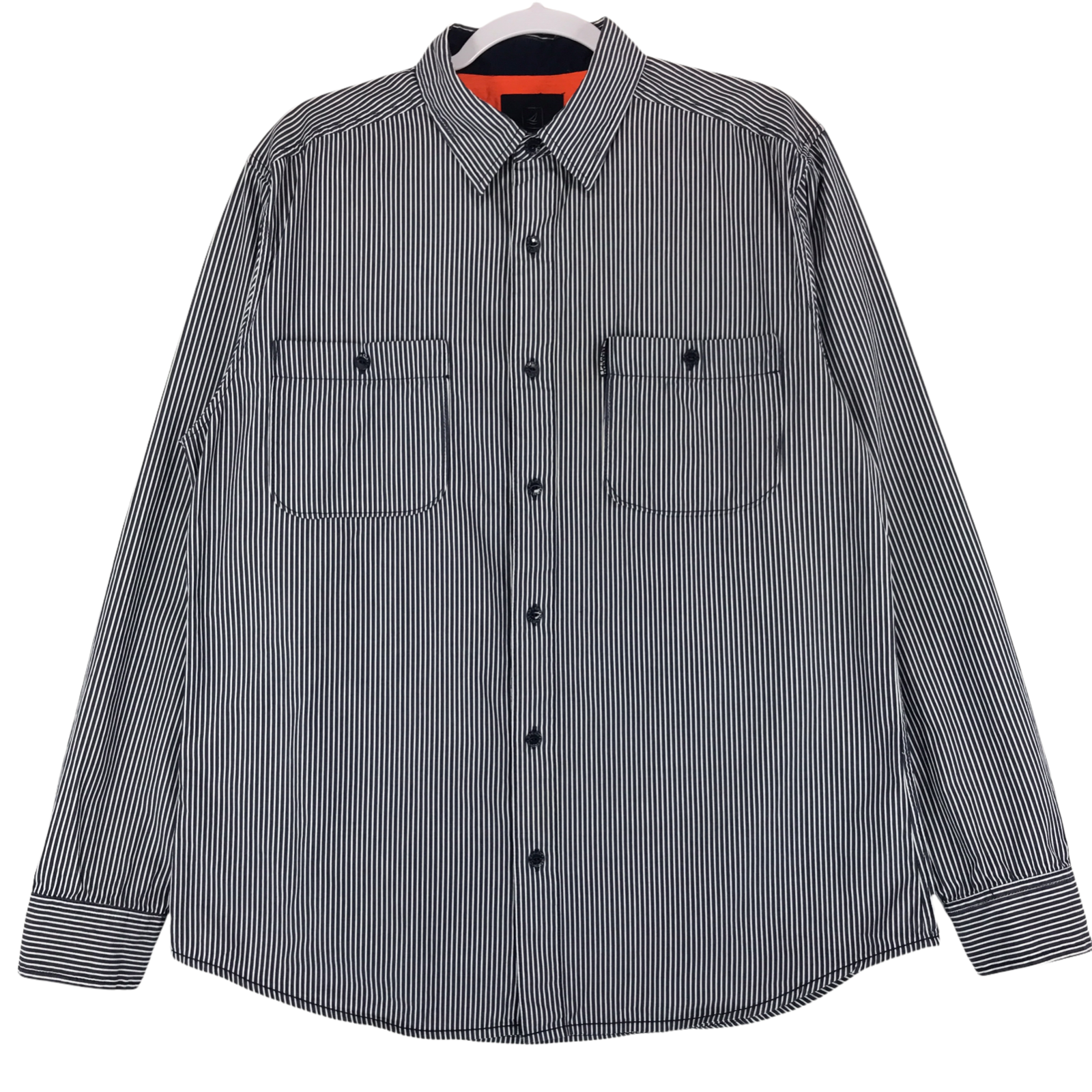 トップス STRIPED REGULAR COLLAR SHIRT S/S TYPE-2 Men's dress shirt double layered collar, square button