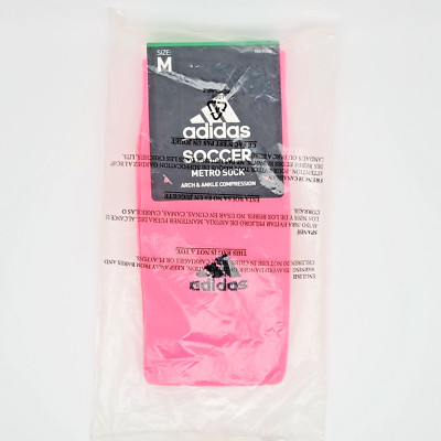 Adidas Soccer Metro Socks Pink M 5-8.5 W 5-9.5 Arch & Ankle Compression Hot Neon