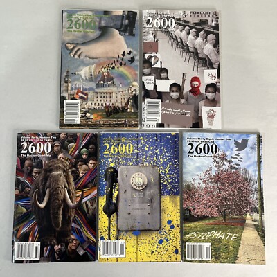 Lot of 5 2600 Magazine Hacker Quarterly Book Computer Science Printed in USA