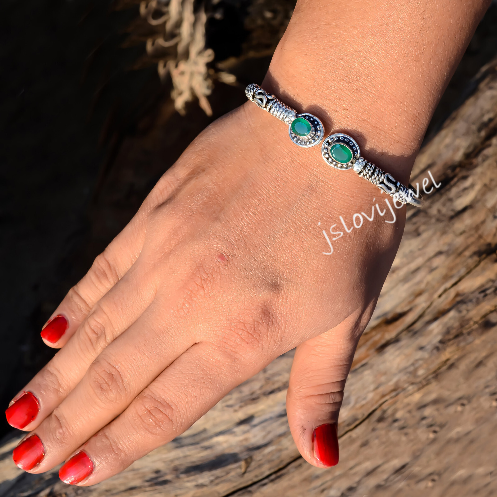 Green Onyx Oval Cut Multi Gemstone 925 Sterling Silver