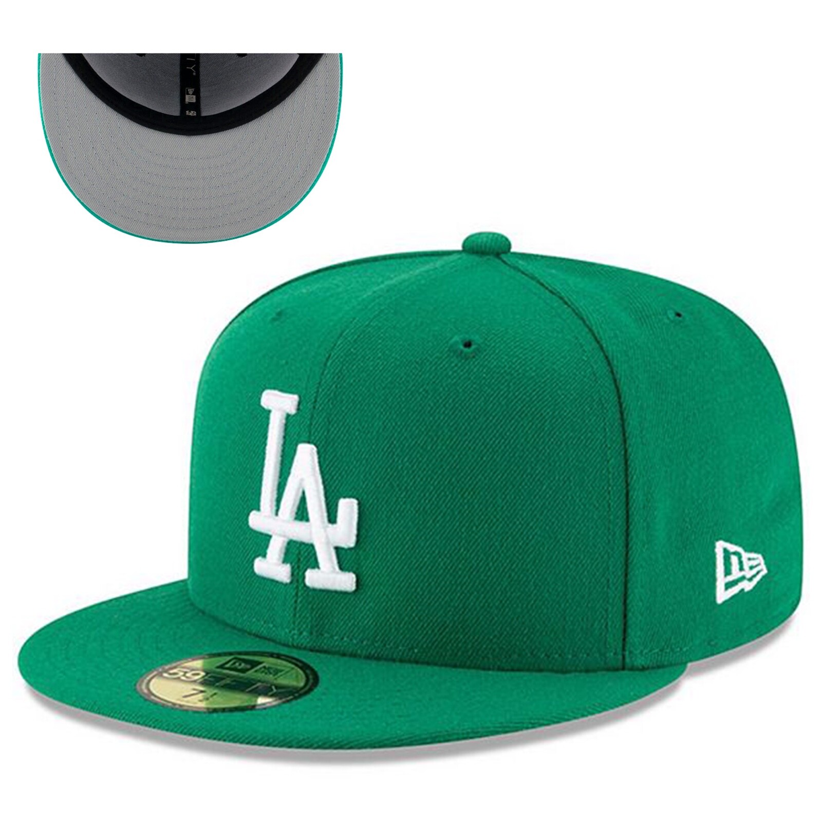 ■New Era■ MLB Basic LA Dodgers Unstructured Ball Cap White Los Angeles Dodgers MLB Basic Green on White 59Fifty Fitted