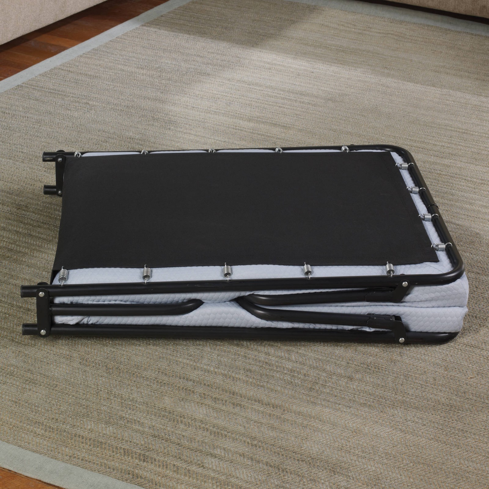 Portable Cot Bed Frame Adults with Memory Foam Mattress Fold Out Guest Single