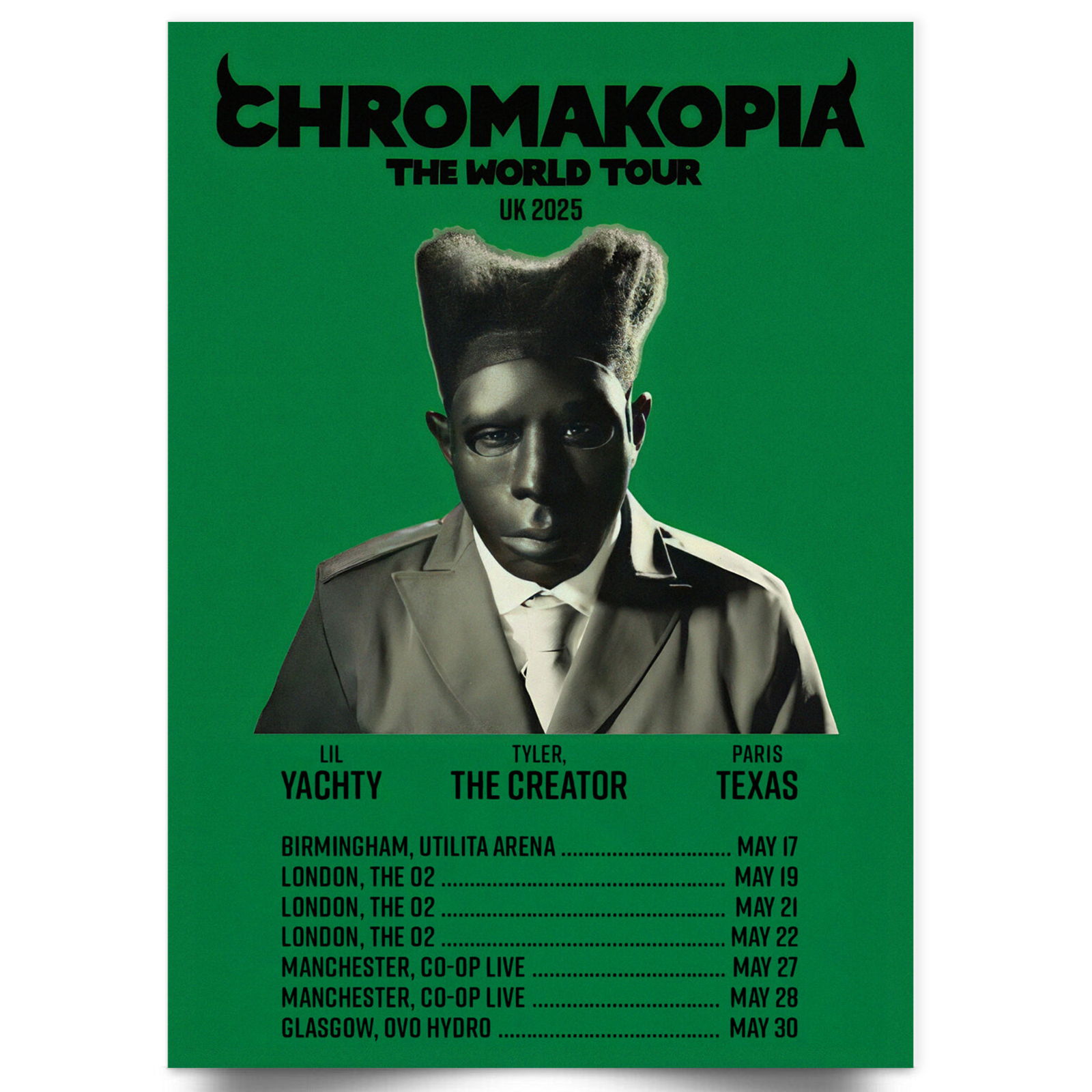 Tyler The Creator Chromakopia Rapper Concert Poster 2025 UK