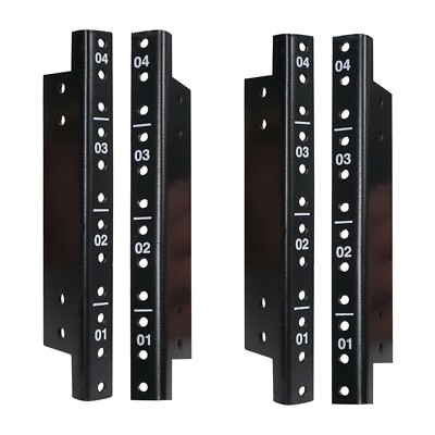Sound Town 4-pack 4U Steel Rack Rails, Black Powder , with Screws (ST-RR-04UX2)