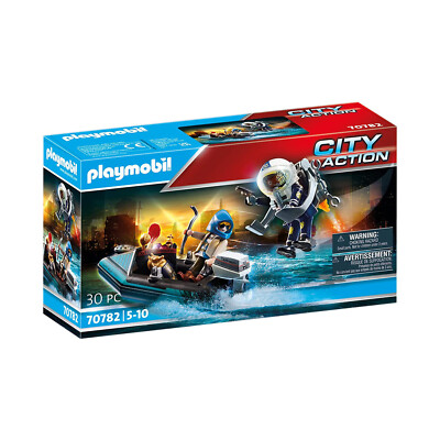 Реактивный ранец Playmobil City Action Police с набором для сборки лодки 70782 НОВЫЙ В НАЛИЧИИ