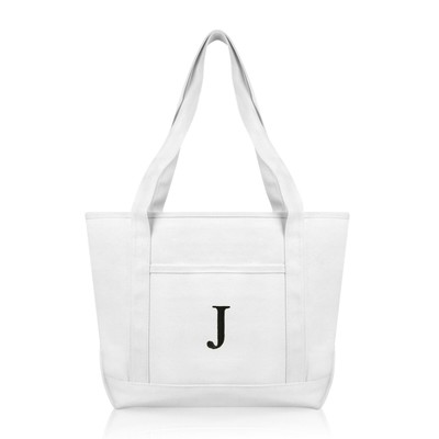 DALIX Medium Personalized Tote Bag Monogrammed Initial Letter - J