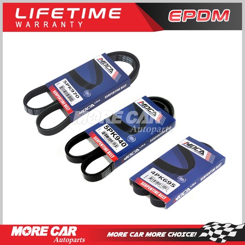 3 Pcs EPDM Serpentine Belt 4PK695 5PK940 5PK970 for 91-95