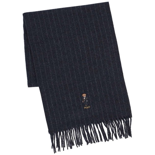 

[PC0619-001] Мужской шарф Polo Ralph Lauren Holiday Bear в меловую полоску, Черный