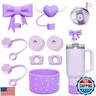 Stanley Cup Accessories Set Including 6Pcs Silicone Spill Proof Stopper,1 Bow Straw Cover Cap and 1 love wings Stanley straw cover, 1 Sparkly Silicone Boot for Stanley Cup Stanley 40oz and 30oz Tumbler