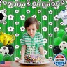 Soccer Party Decorations, 2Pack Soccer Foil Fringe Backdrop Curtains with Soccer Birthday Banner for Soccer Birthday Party Decorations Party Supplies, 3.3 x 6.6ft (Soccer)