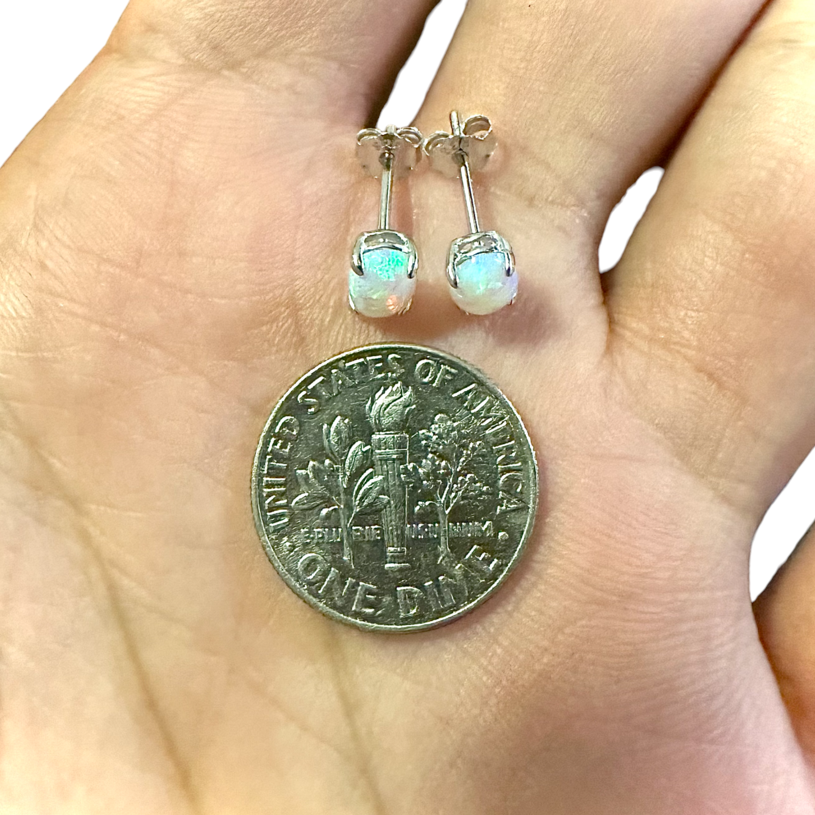 925 Sterling Silver Opal Stud Earrings For Women Fire Opal Earrings 925 Silver