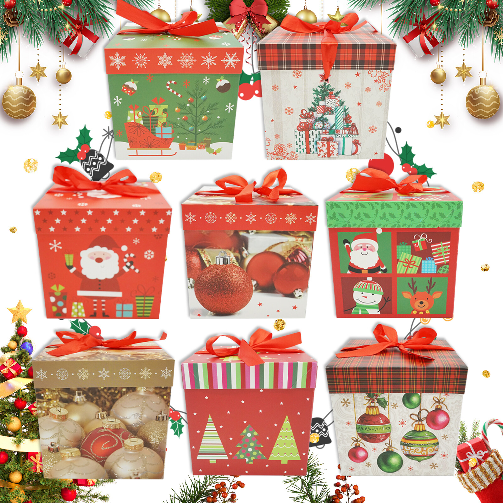 Holiday Goodie Paper Boxes Xmas Treats Party Favors