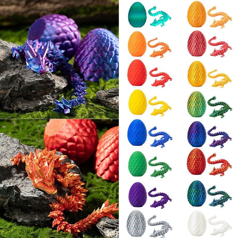 Mystery Full Articulated Flexible Dragon With Eggs 3D Printe