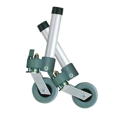 1 Pair of Drive Medical Locking Swivel Walker Wheels w/ Two Sets of Rear Glides