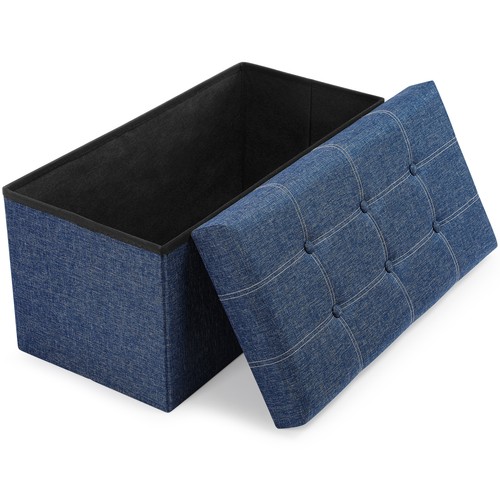 Folding Fabric Storage Ottoman Footstool Sofa Bench Box Organizer Seat  Foot