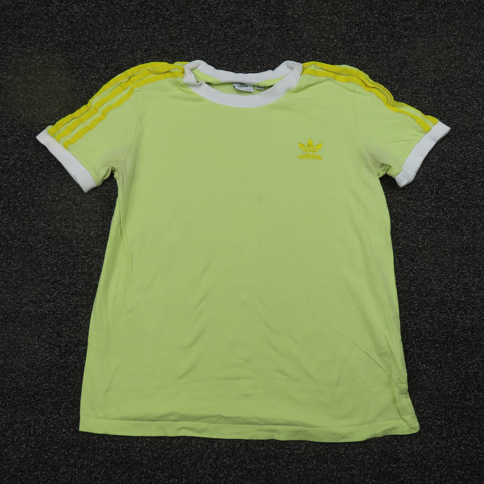 Adidas Shirt Womens Medium Yellow & White Short Sleeve