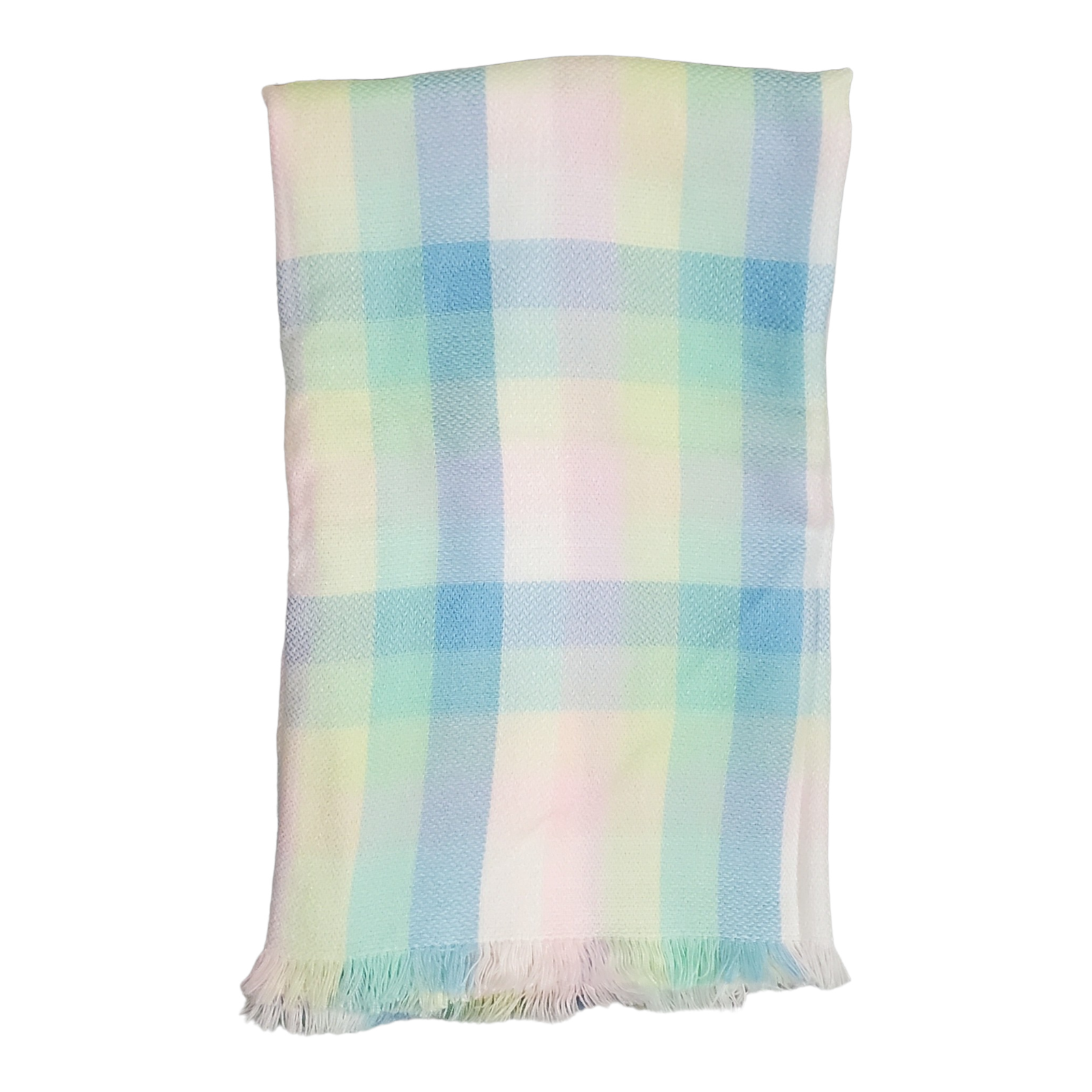 Plaid Pastel Pink Blue Fringe Trim Unisex Infant Nursery