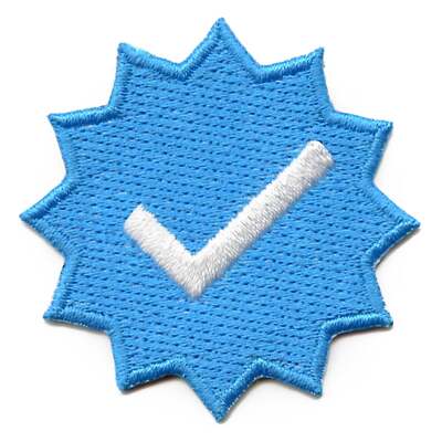 Blue Check Mark Sign Patch Good Job Symbol Embroidered Iron On
