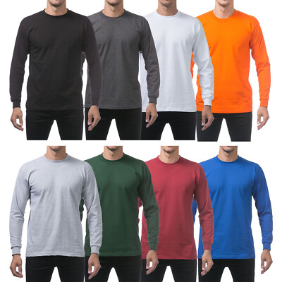 Pro Club Men's Heavyweight Cotton Long Sleeve Crew Neck T-Shirt