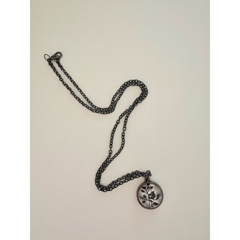 Fall Shadow Squirrel Cabochon Pendant Necklace Woodland Goth Emo Nature