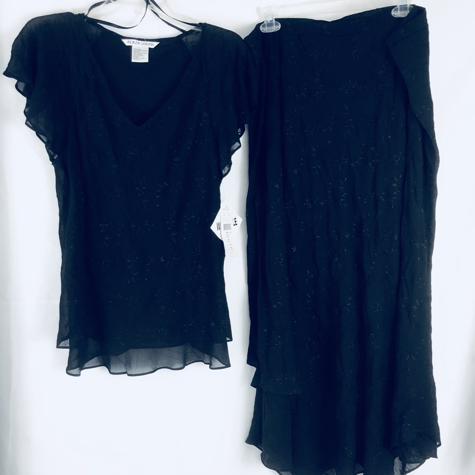 Plaza South Ladies Dress Outfit 2-PC size 12 Full Length Skirt Top Lined Black