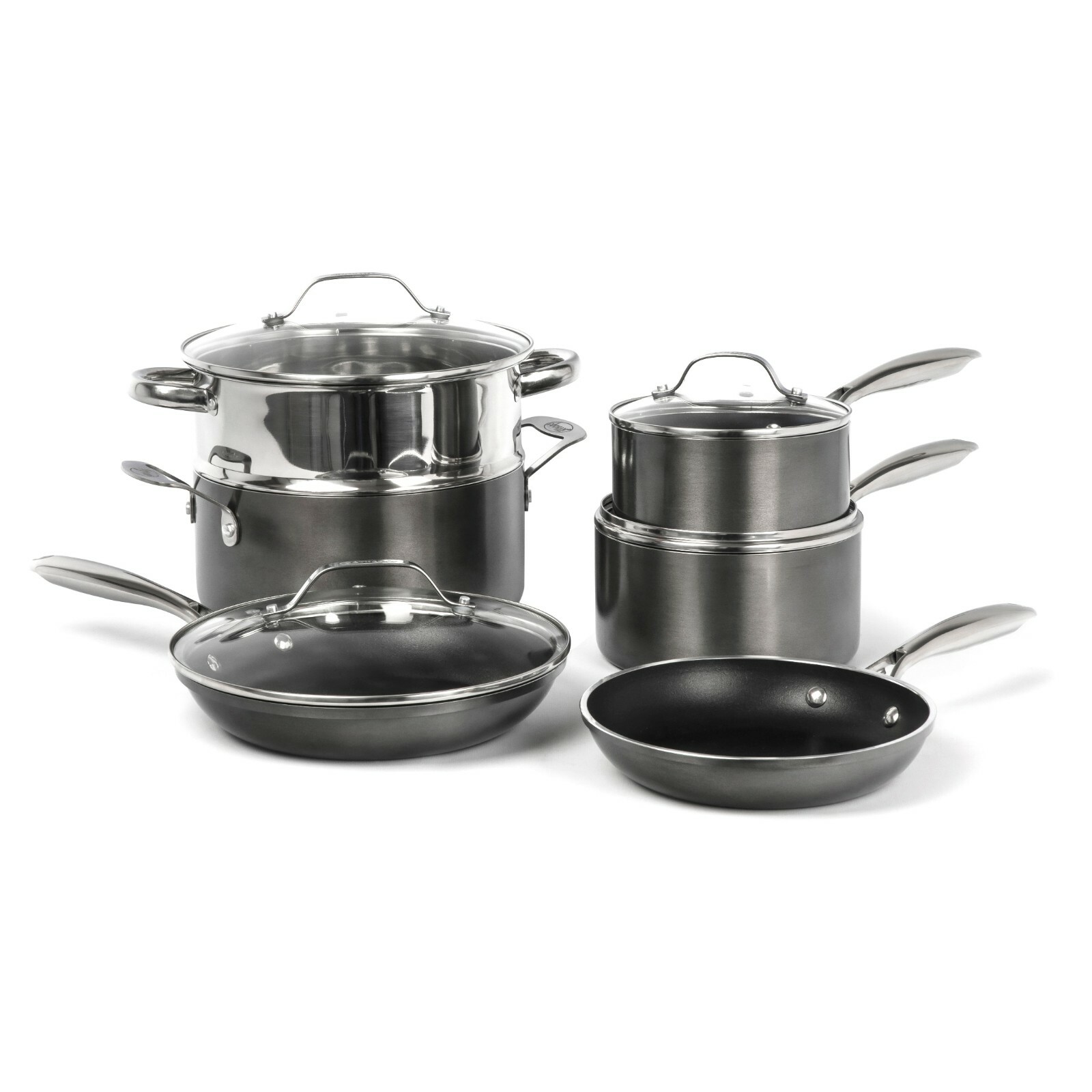 Gotham Steel 10 Piece Textured Aluminum Ceramic Nonstick Platinum