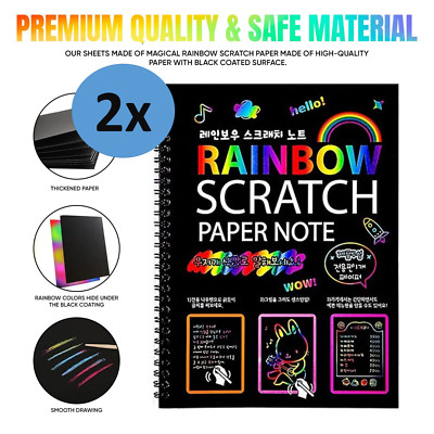 2x Rainbow Scratch Paper Scratch Art for Kids