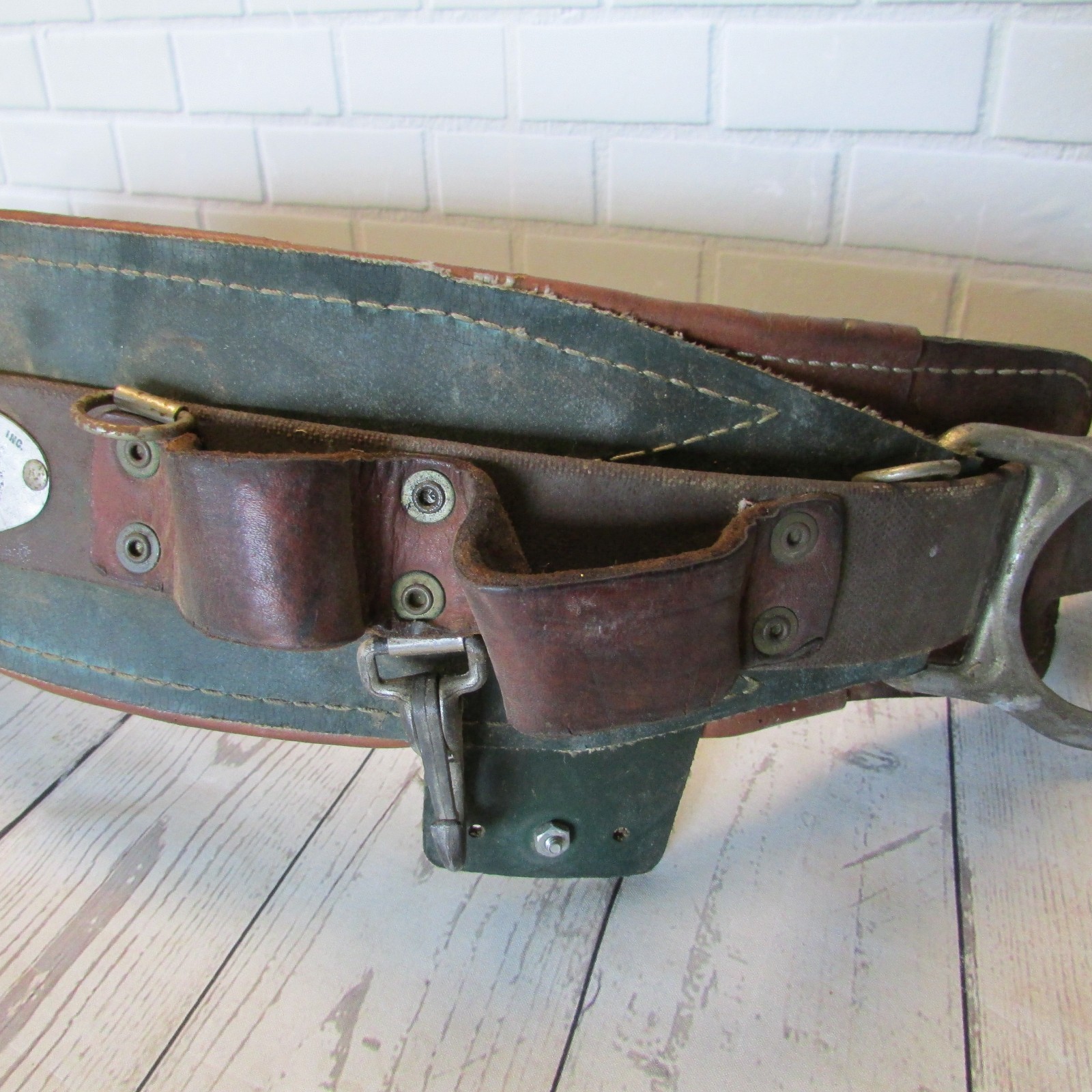 Vintage Klein Tools Leather Lineman Pole Climbing Belt Size 34-42 Model 5268N20