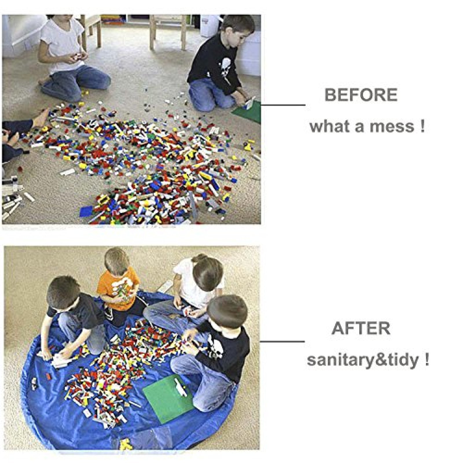 Tappeto Porta Lego gioco bambini, Sacco contenitori per giocattoli Constructioni