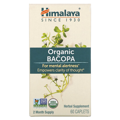 Himalaya Bacopa 60 капсул без молока, без глютена, с гарантией качества GMP,