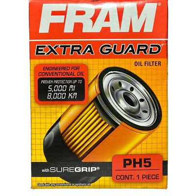 FRAM Extra Guard Oil Filter PH5 Sure Grip Conventional or Synthetic Use NIB